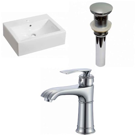 20.25-in. W Above Counter White Vessel Set For 1 Hole Center Faucet